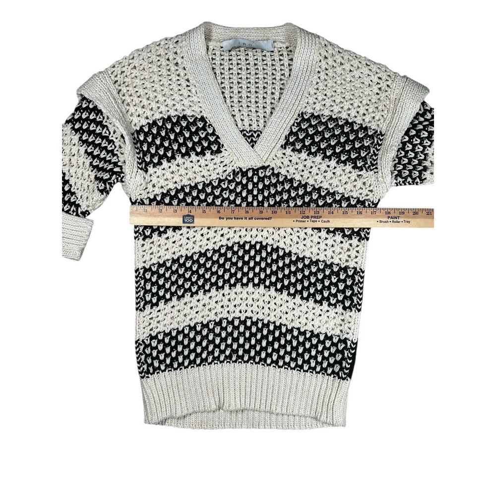 IRO Black & White Open Weave V-Neck Sweater - Picture 8 of 10